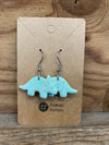 Dangly Triceratops earrings (Blue sparkly)