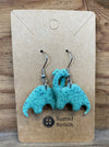 Dangly Brontosaurus earrings (Green-blue)