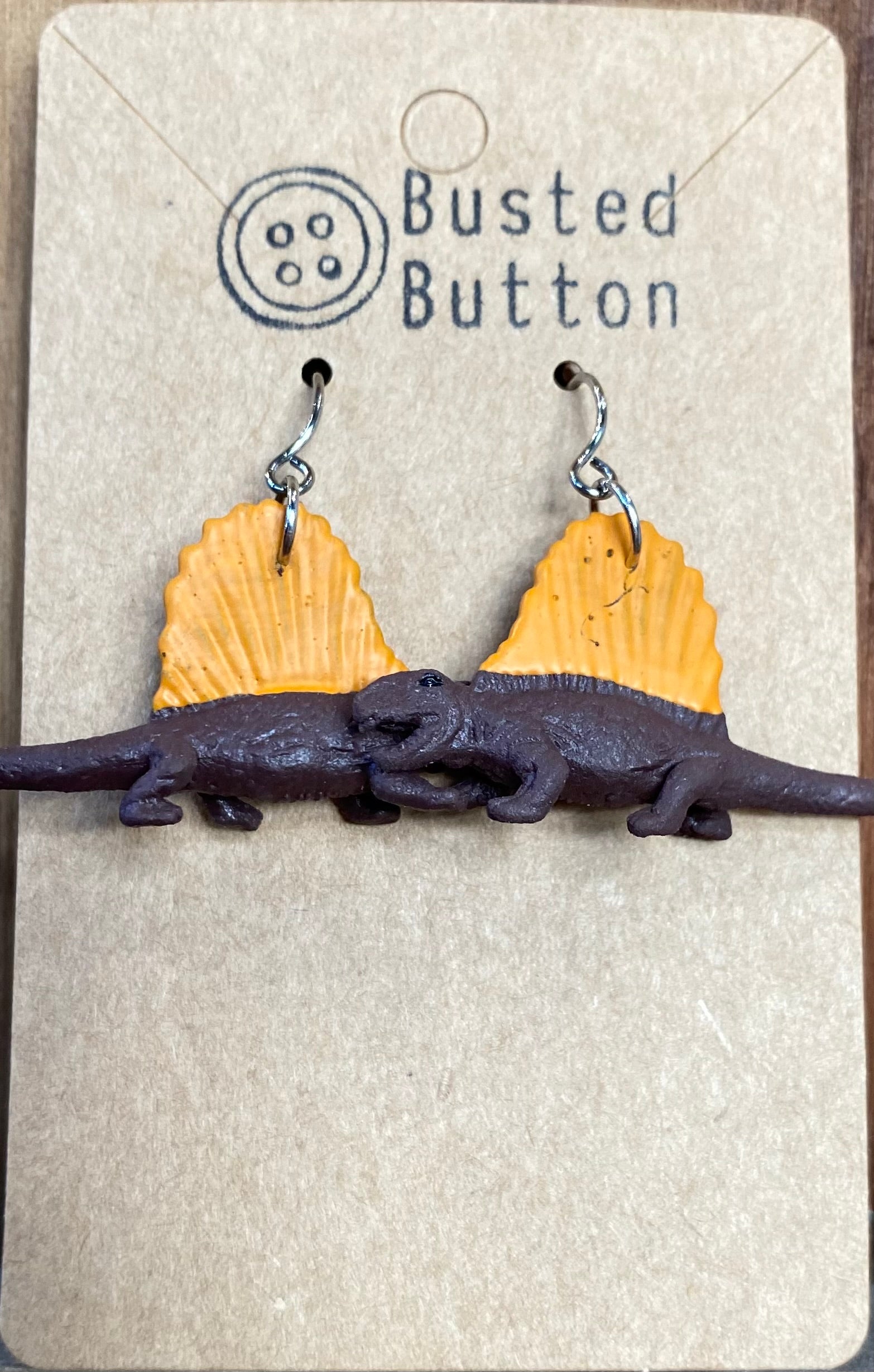 Dimetrodon toy earrings