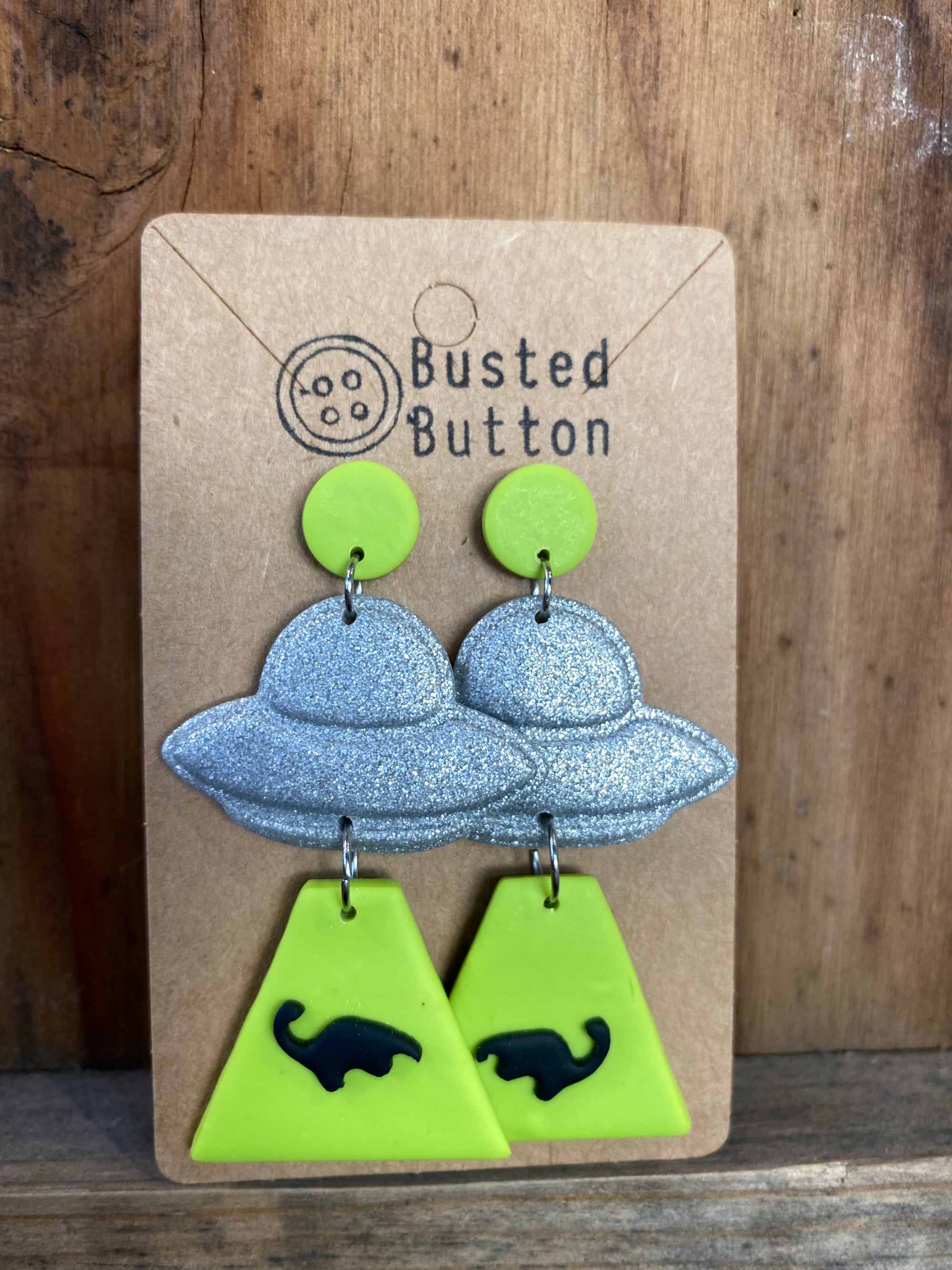 Green alien abduction  earrings