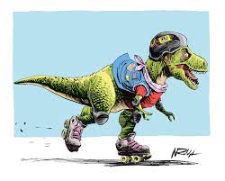 Roller-Skating Rex Postcard (4x6)