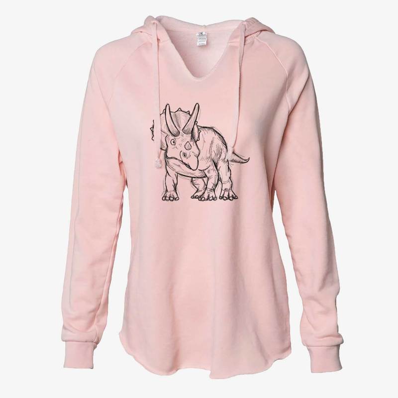 Hooded Sweatshirt with Triceratops (Blush)