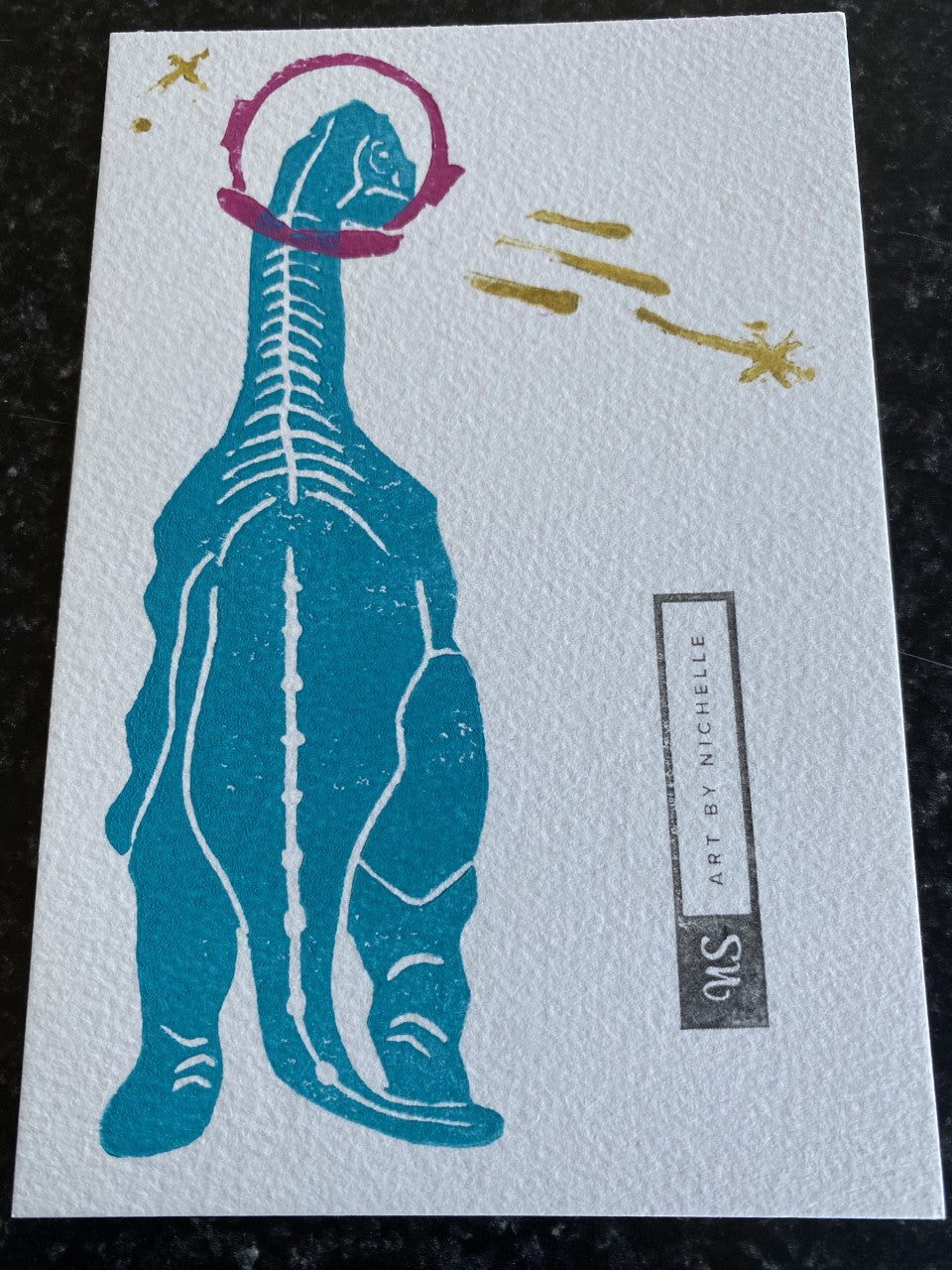 Dino in space postcard