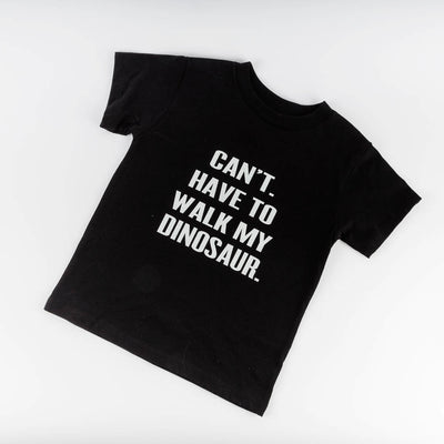 Adult Walk My Dinosaur T. Shirt BLACK