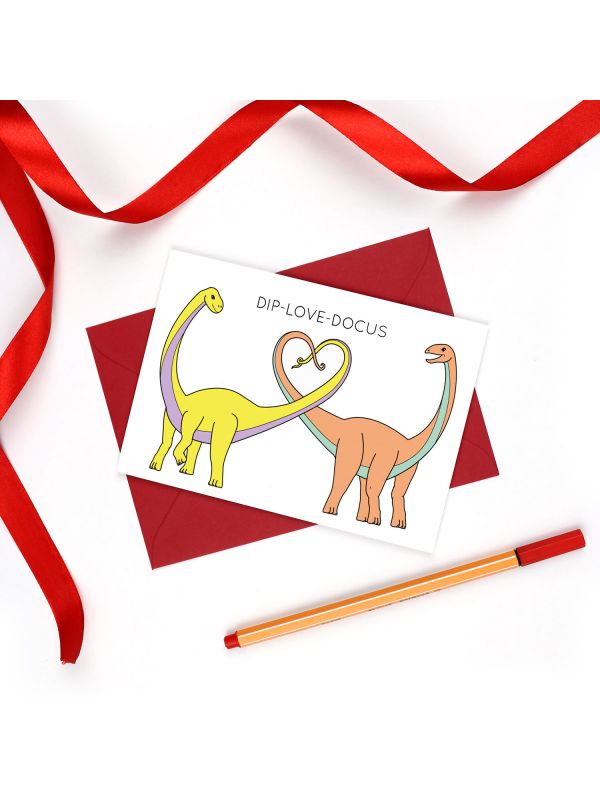 Dip-Love-Docus Dinosaur Valentine's Day Greeting Card