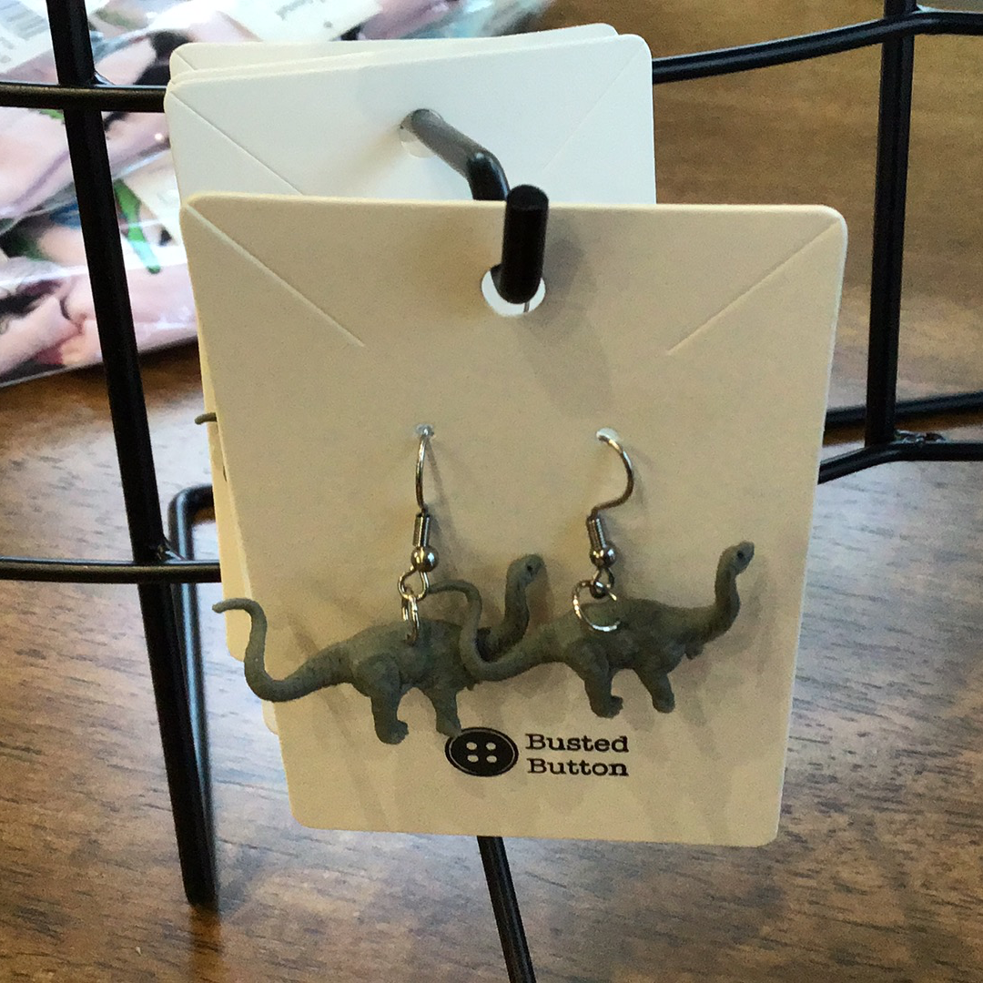 Toy earrings brontosaurus