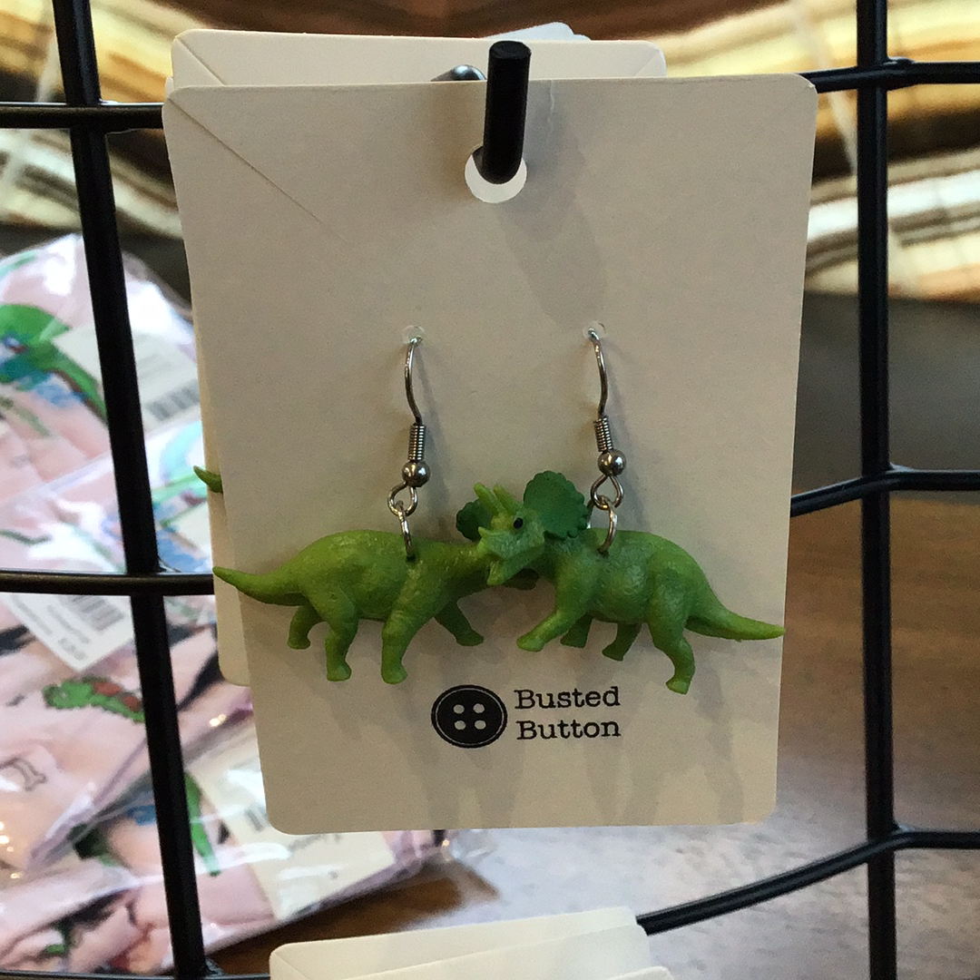 Toy earrings triceratops