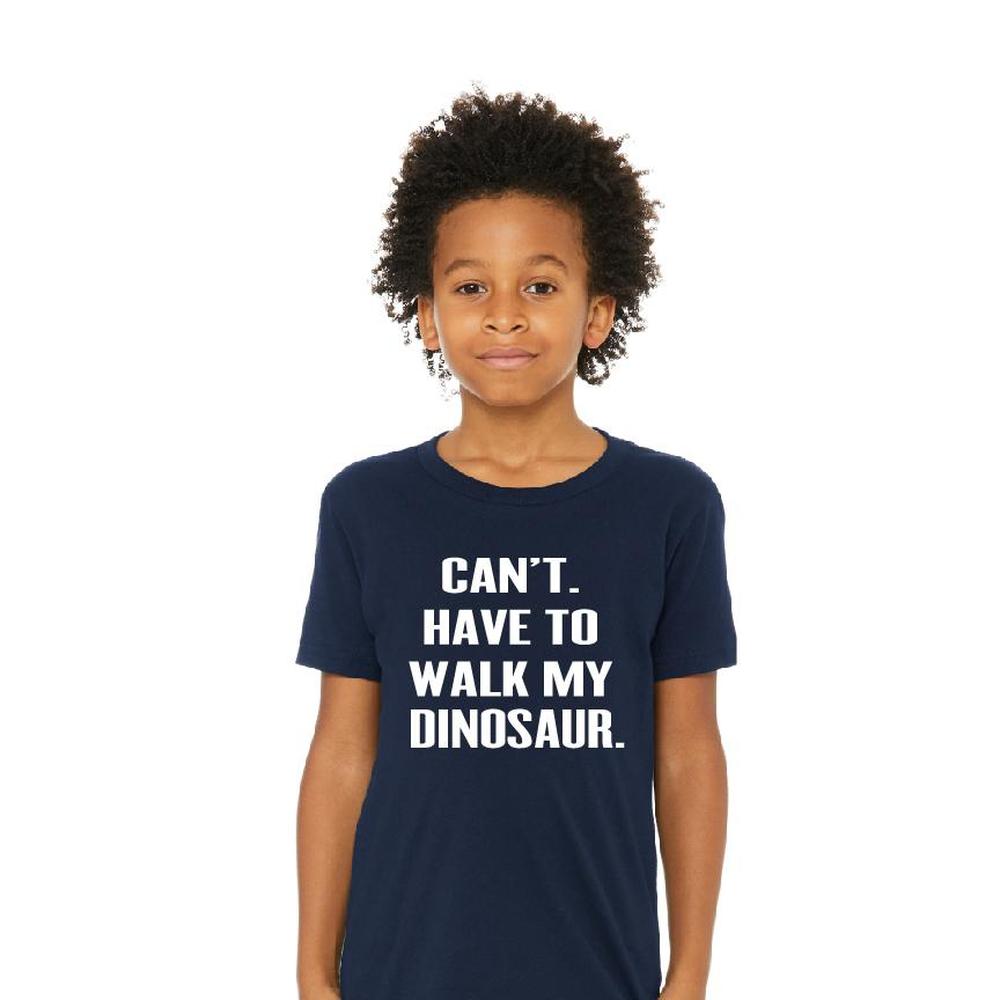 Walk My Dinosaur T. Shirt NAVY youth