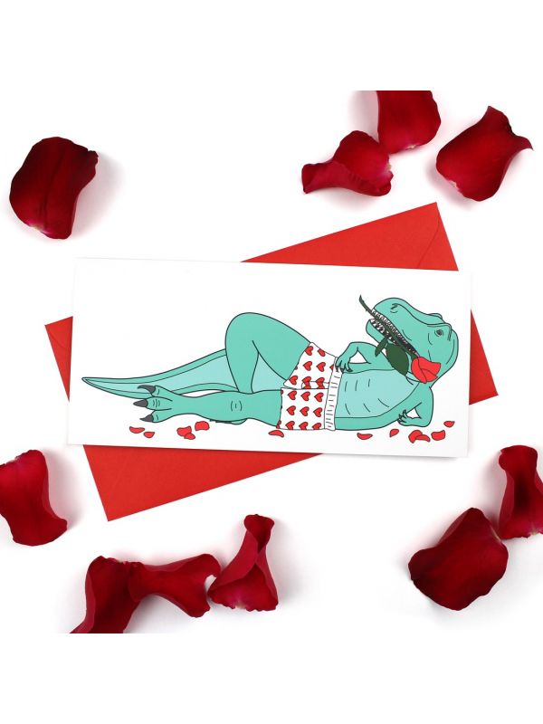 Sexy T-Rex Dinosaur Valentine's Day Greeting Card
