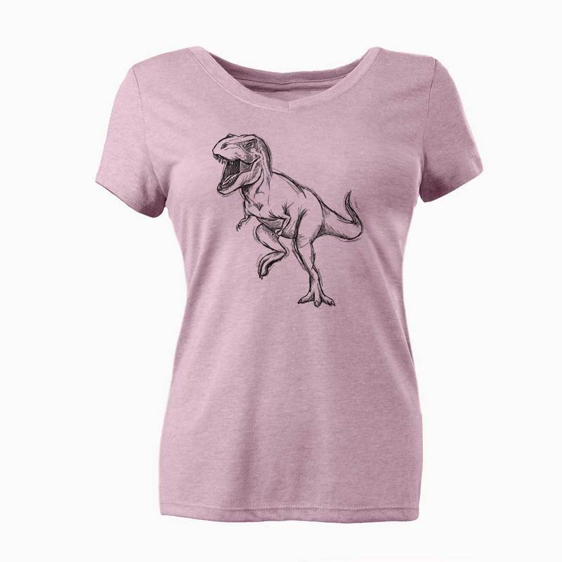 V-neck T. rex shirt (Heather Lavender)
